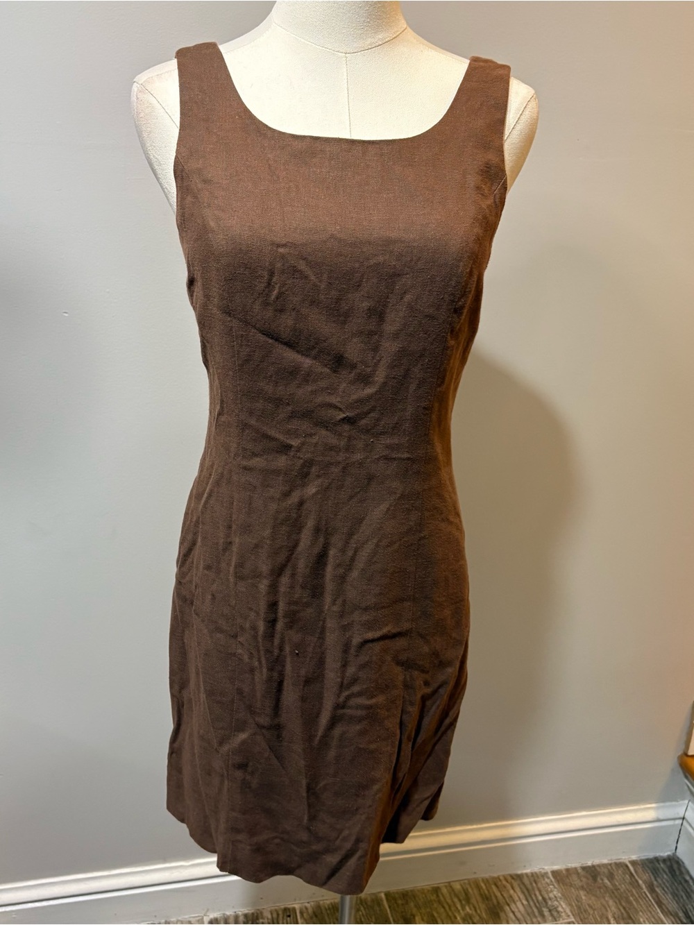 Petite Sophisticate Brown Sleeveless Sheath Dress